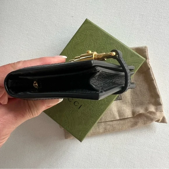 BRAND NEW!! Gucci GG Jackie Denim Black and Gold Wallet - Picture 7 of 11
